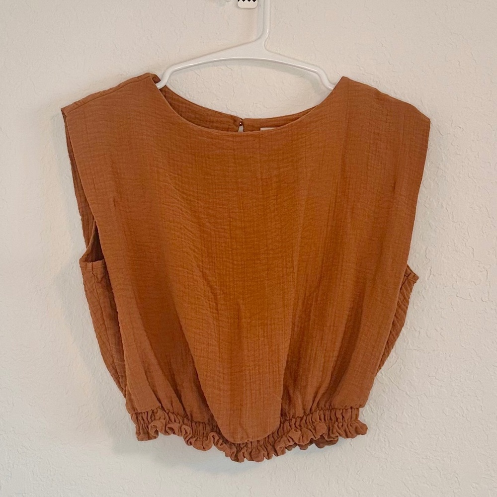 A New Day, Rust Orange Textured Sleeveless Crop Top, Size S - Picture 4 of 8